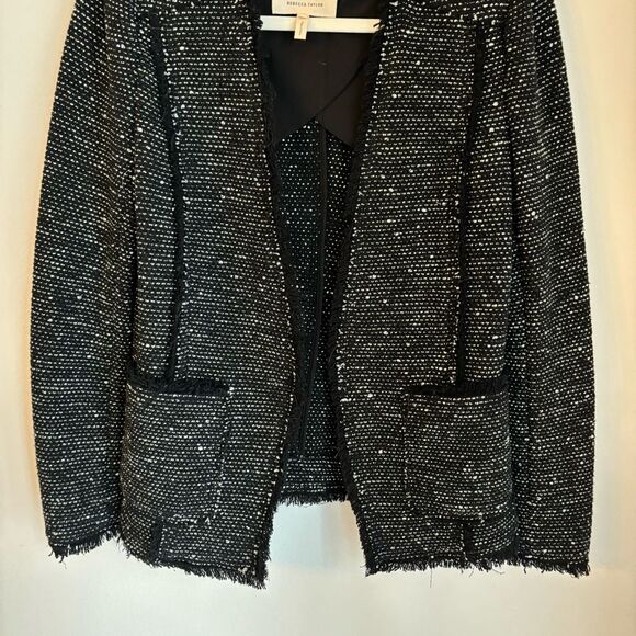 Rebecca Taylor Women tweed Rae hem blazer suit jacket pockets size 6 - EUC! - Picture 3 of 11